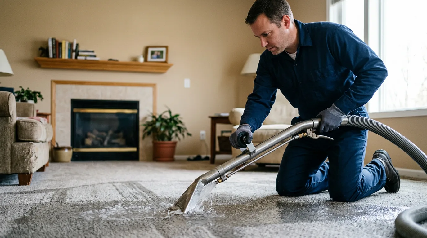 Water damage restoration technician working near Lincolnwood, IL